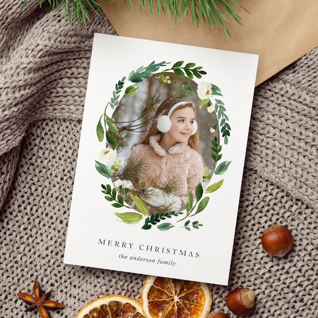 Festividades Cartão com fotos de Feriado de Alabaster Wreath (Criador carregado)