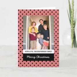 Festividades Cartão com fotos de Feriado de Bolinhas Vermelho C