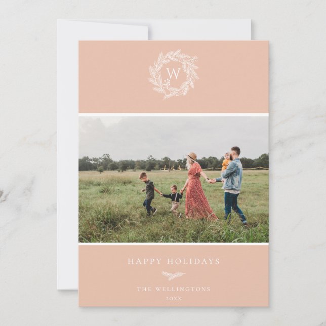 Festividades Cartão com fotos de Feriado de inverno Monograma,  (Frente)