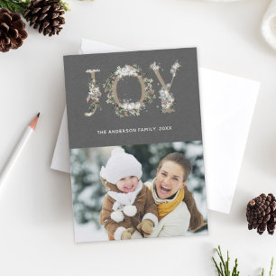 Festividades Cartão com fotos de Feriado de Joy Floral Snowy