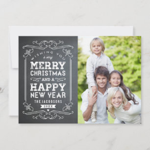 Festividades Cartão com fotos de Feriado de Quadro de Vintage