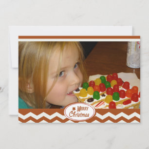 Festividades Cartão com fotos de Feriado de Stripe Vermelho