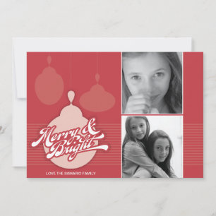 Festividades Cartão com fotos de Feriado do Ornament Vermelho 