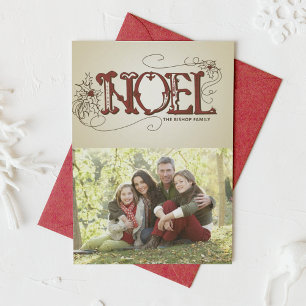 Festividades Cartão com fotos DE FERIADO RUSTIC NOEL TYPOGRAPHY