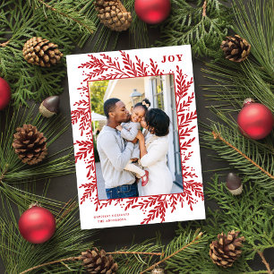 Festividades Cartão com fotos de Feriado Vermelho JOY Frame Qua