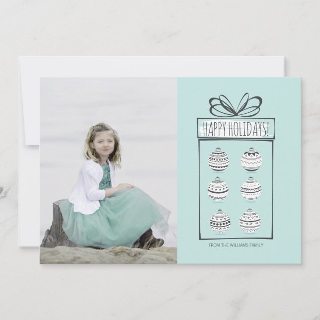 Festividades Cartão com fotos de Férias de enfeites de natal (Frente)