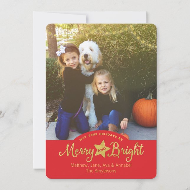 Festividades Cartão com fotos de Férias de Estrelas Douradas e  (Frente)