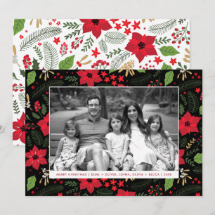 Festividades Cartão com fotos de Férias de Natal Vermelho Má
