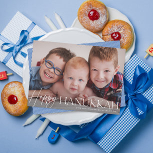 Festividades Cartão com fotos de Férias de Script Elegante de H