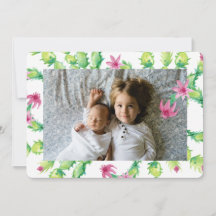 Cartão com fotos de Férias do Cactus Watercolor no