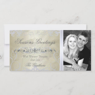 Festividades Cartão com fotos de Férias Gold Foil & Silver Fili
