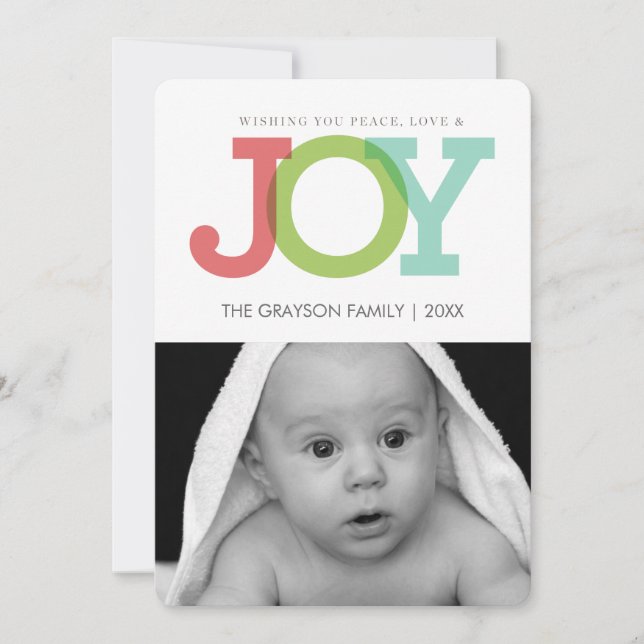 Festividades CARTÃO COM FOTOS de férias JOY (Frente)