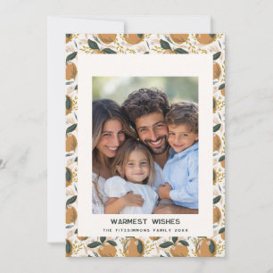 Festividades Cartão com fotos de Férias Laranja Cozy Botanical