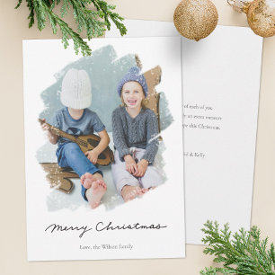 Festividades Cartão com fotos de férias minimalista Branco