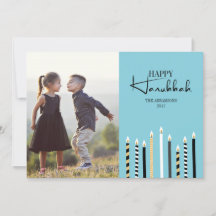 Cartão com fotos de Férias Moderno Feliz Hanukkah