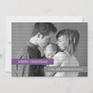 Festividades Cartão com fotos de Férias Moderno (Roxo/Cinza)
