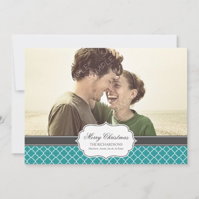 Festividades Cartão com fotos de Férias Quatrefoil (Frente)