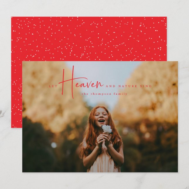 Festividades Cartão com fotos de Férias Religiosas Vermelhas Mí (Frente/Verso)