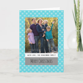 Festividades Cartão com fotos de Férias Snowflake Simples Turqu