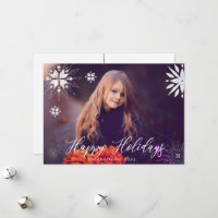 Cartão com fotos de Férias Sparkle Silver Snowflak