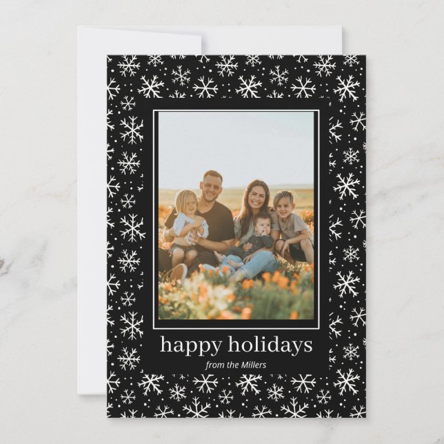 Festividades Cartão com fotos de Fios de Neve desenhado à mão (Frente)