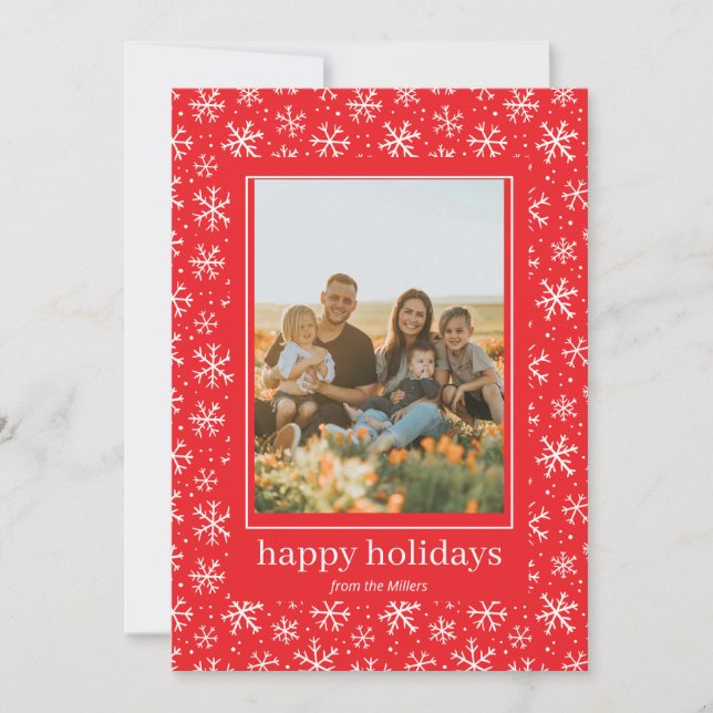 Festividades Cartão com fotos de Fios de Neve desenhado à mão (Frente)