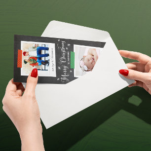 Festividades Cartão com fotos de fita e quadro vertical