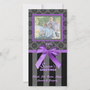 Festividades Cartão com fotos De Fita Roxo Preto E Cinza