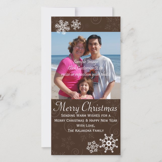 Festividades Cartão com fotos de Floco de Neve Feriado de Natal (Frente)