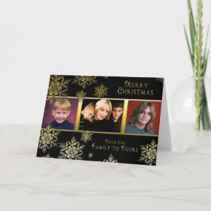 Festividades Cartão com fotos de Flocos de Neve Natal - Preto/D