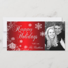 Festividades Cartão com fotos de inverno Gradent Red Snowflake