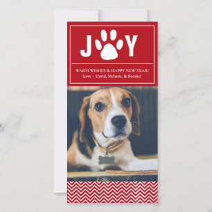 Festividades Cartão com fotos de Joy Red & White Chevron Pet