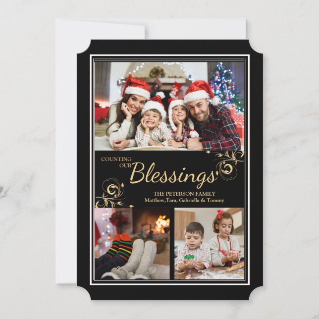 Festividades Cartão com fotos de Natal (Frente)
