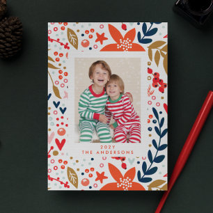 Festividades Cartão com fotos de Natal Bonito Floral