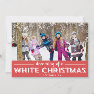 Festividades Cartão com fotos de Natal Branco - Vermelho