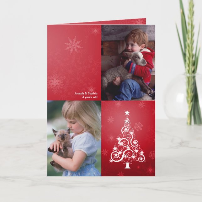 Festividades Cartão com fotos de Natal Brilhante (Frente)