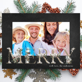 Festividades Cartão com fotos de Natal Chalk Floral Alphabet ME