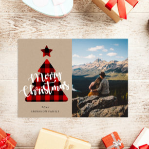 Festividades Cartão com fotos de Natal da xadrez de Buffalo