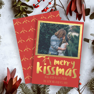 Festividades Cartão com fotos de Natal de Feliz Dourada Vermel