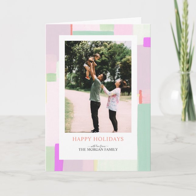 Festividades Cartão com fotos de Natal do Pastel (Frente)