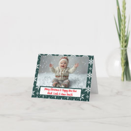 Festividades Cartão com fotos de Natal Dobrado em Flocos de Nev