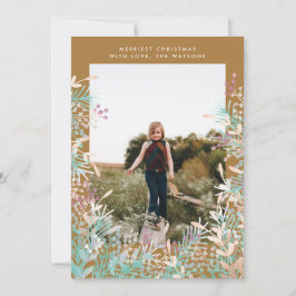 Festividades Cartão com fotos de Natal Dourado Pastel Berries