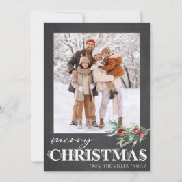 Festividades Cartão com fotos de Natal Elegante Verde Feliz