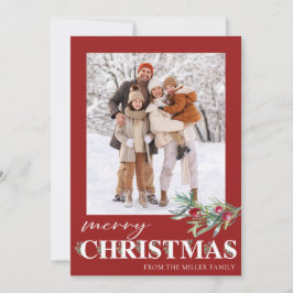 Festividades Cartão com fotos de Natal Elegante Verde Feliz