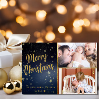Festividades Cartão com fotos de Natal Feliz da Noite Estrelada