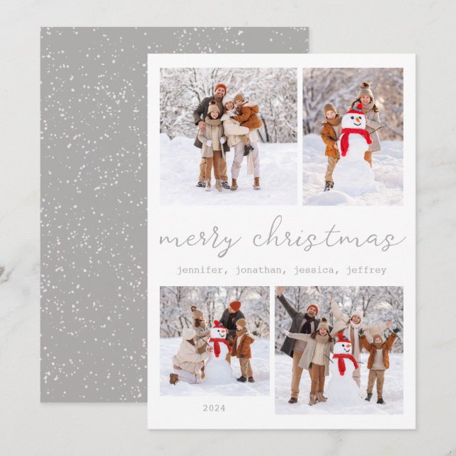 Festividades Cartão com fotos de Natal Feliz de inverno Branco (Frente/Verso)