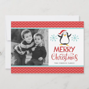 Festividades Cartão com fotos de Natal Feliz Pinguim Feliz
