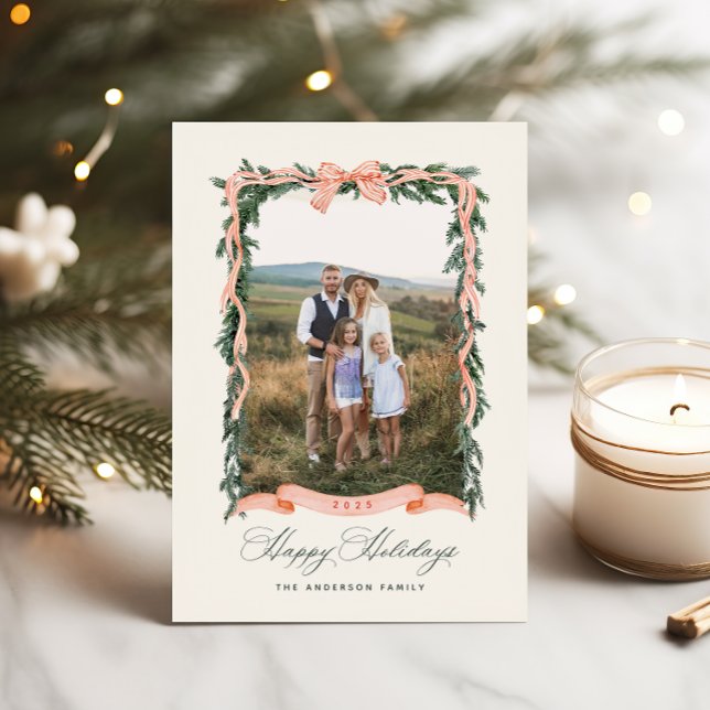 Festividades Cartão com fotos de Natal Garland Holiday (Criador carregado)