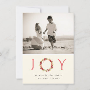 Festividades Cartão com fotos de Natal Joy Floral Wreath Class