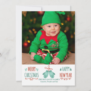 Festividades Cartão com fotos de Natal Mittens